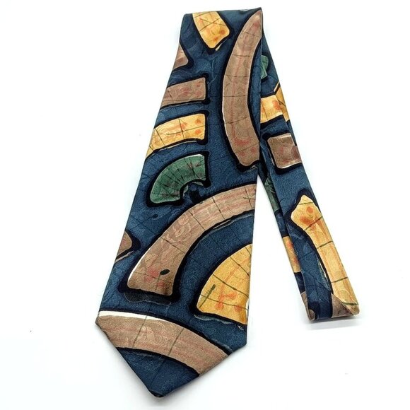 Vintage Robert Daskal Hand-Painted Silk Jacquard Tie - Picture 1 of 4